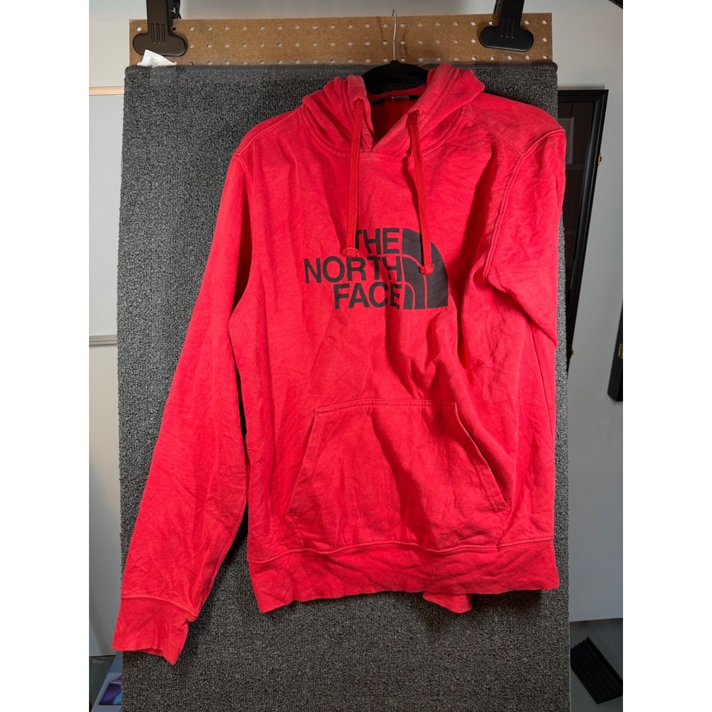 The North Face Hoodie Mens Small Red Logo Pullover Sweatshirt